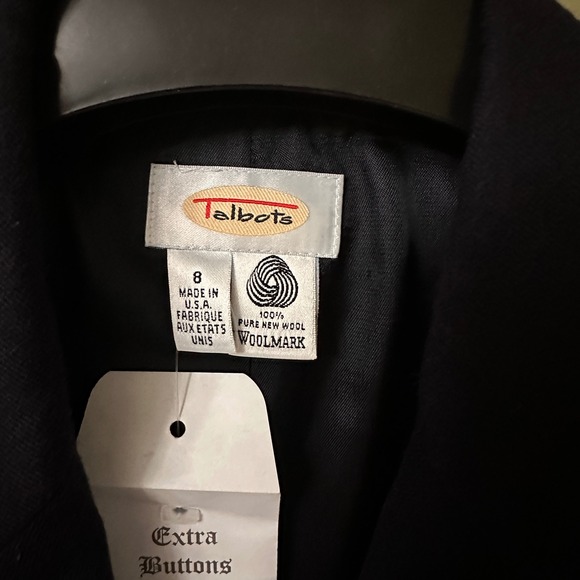 Vintage Talbots Navy Wool Blazer Sz 8 Gold Button Single Breasted Nautical USA - Picture 2 of 8